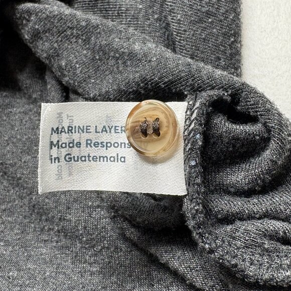 MARINE LAYER Men Layer Augusta Dbl Knit Henley Sz XL Gray Pullover Stripe 40-13 - Picture 5 of 9